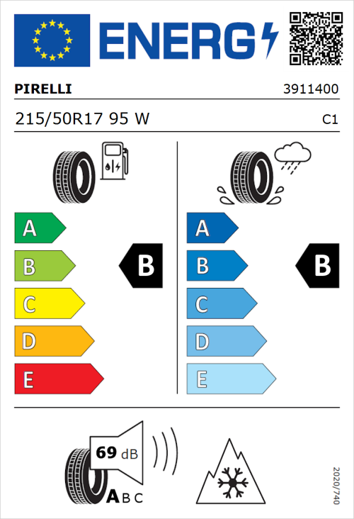 Tyre Label for Pirelli Cinturato All Season SF2 215/50R17 95W