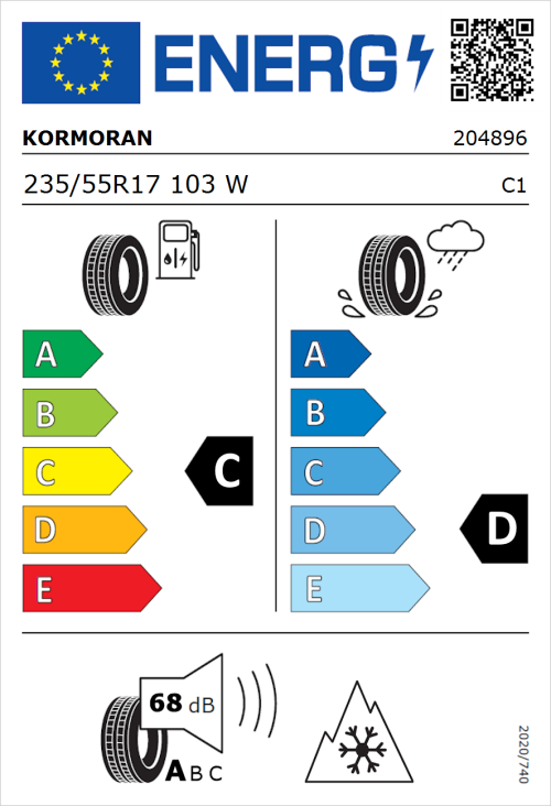 Tyre Label for Kormoran All Season 235/55R17 103W